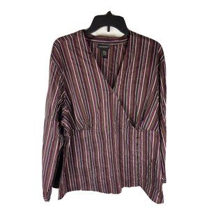 Lane Bryant 22/24 Top Striped Wrap‎ Style Button Front